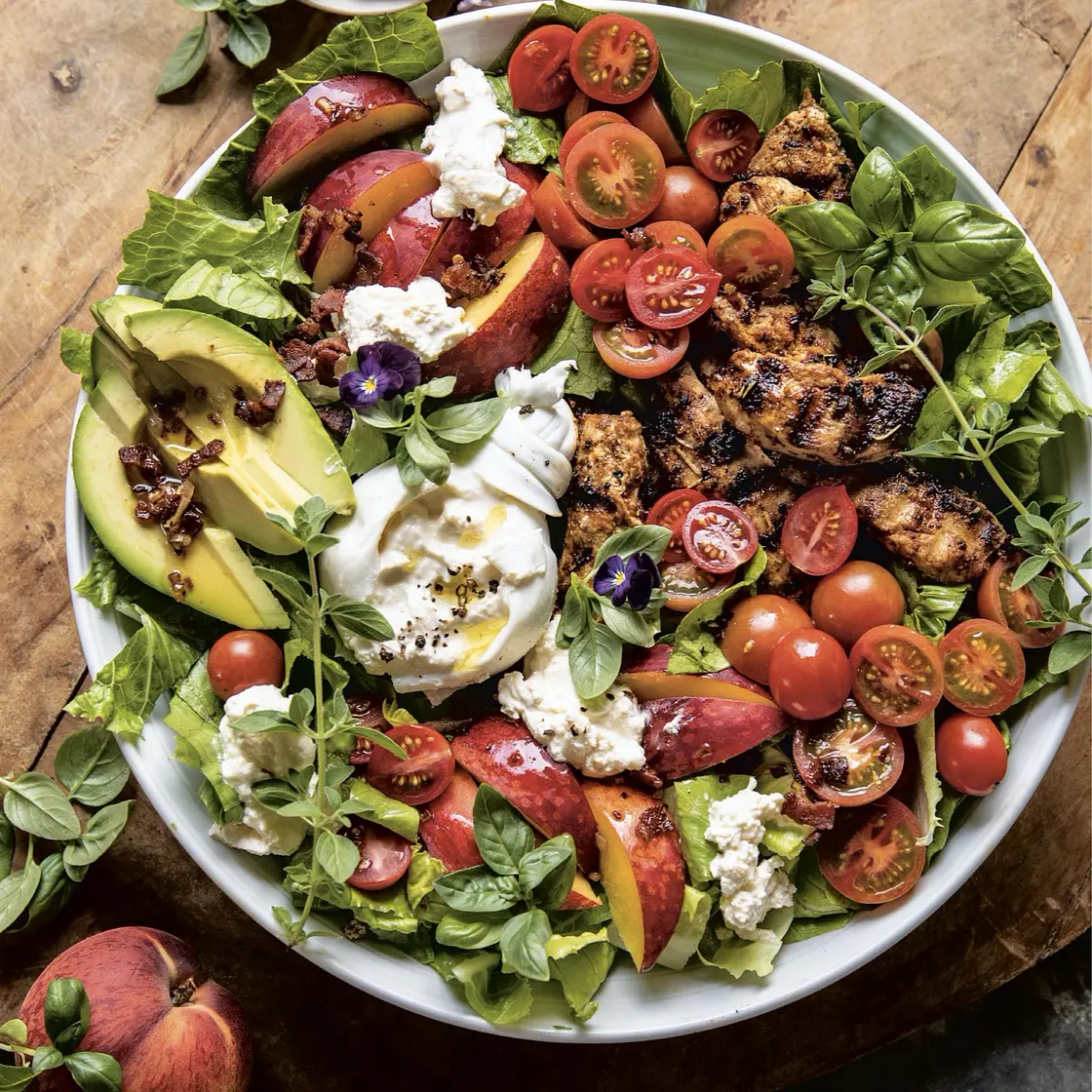rosemary chicken avocado salad with bacon shallot vinaigrette