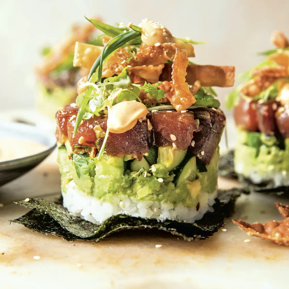 spicy tuna roll stack