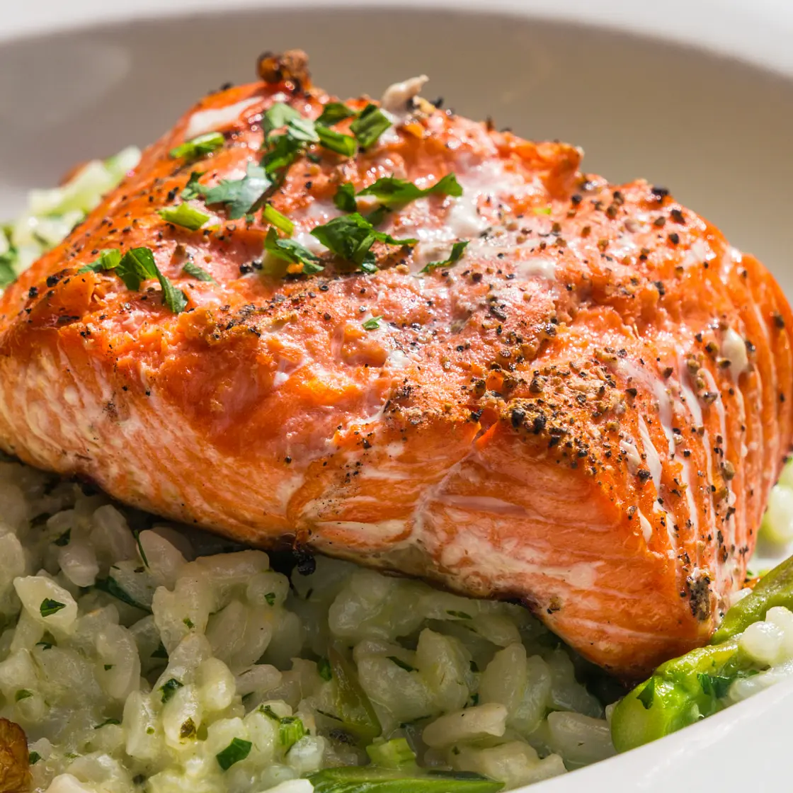 Salmon & Broad Bean Quinoa Risotto