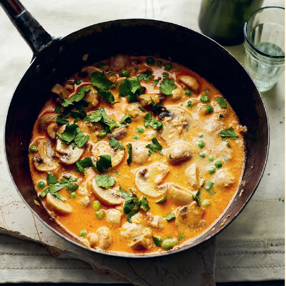 KHUMB MATAR MALAI  Creamy Mushroom & Green Pea Curry
