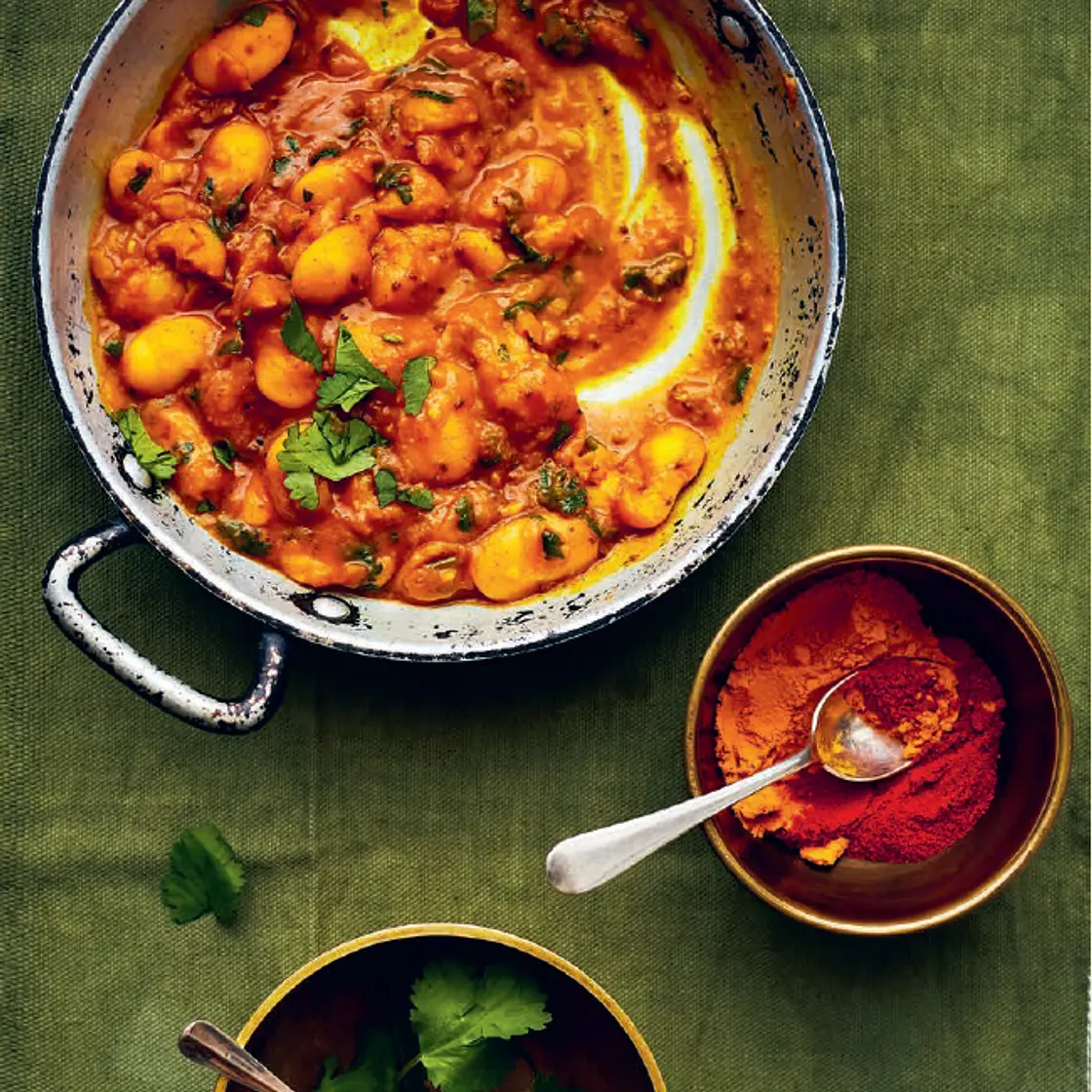 GUJARATI RANGOON NA VAAL Broad Bean Curry with Carom Seeds, Jaggery & Tamarind Paste