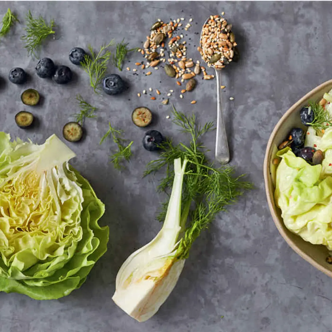 ROUND LETTUCE, FENNEL, BLUEBERRY & CHILLI SALAD