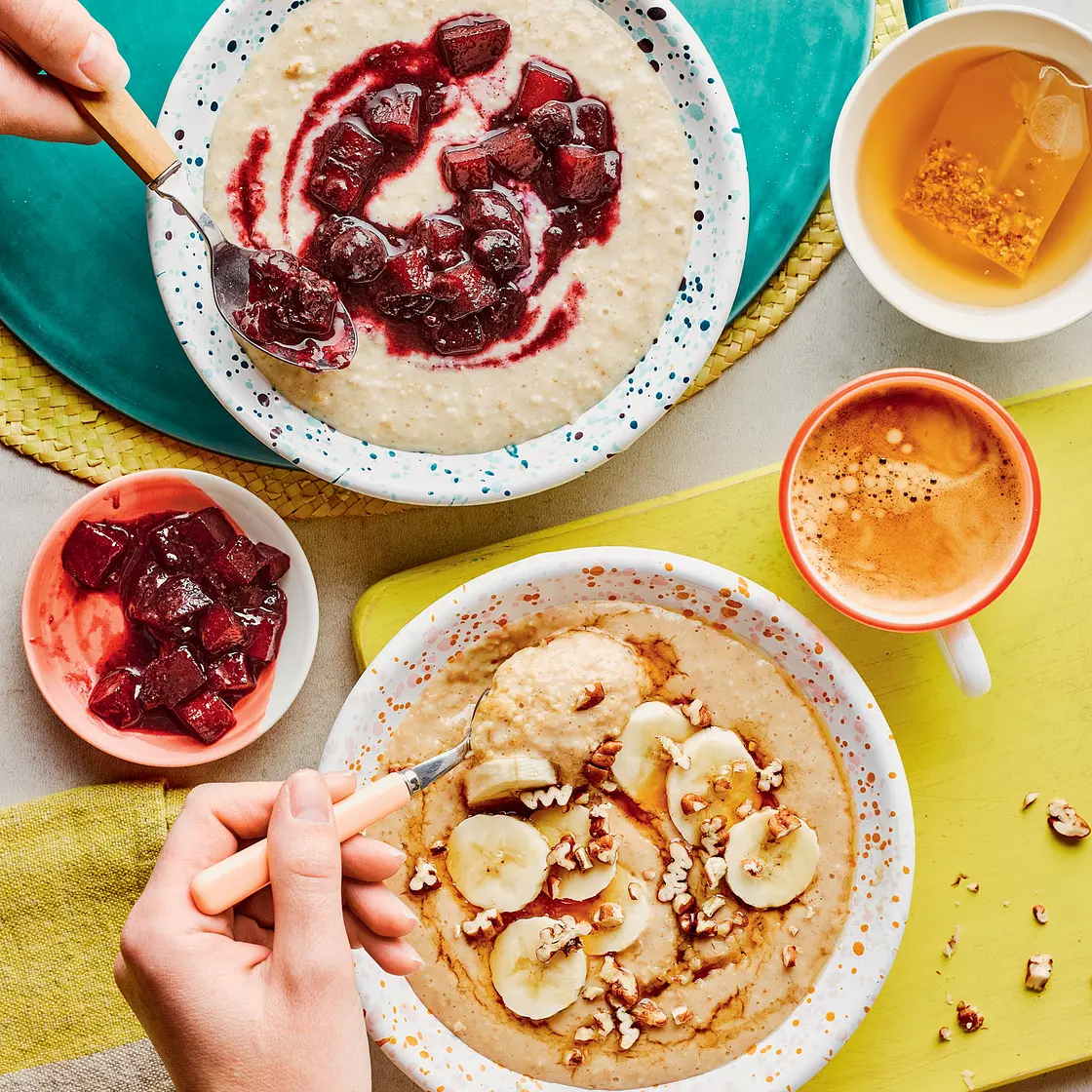 SLOW-COOKER OATS with TWO TOPPINGS