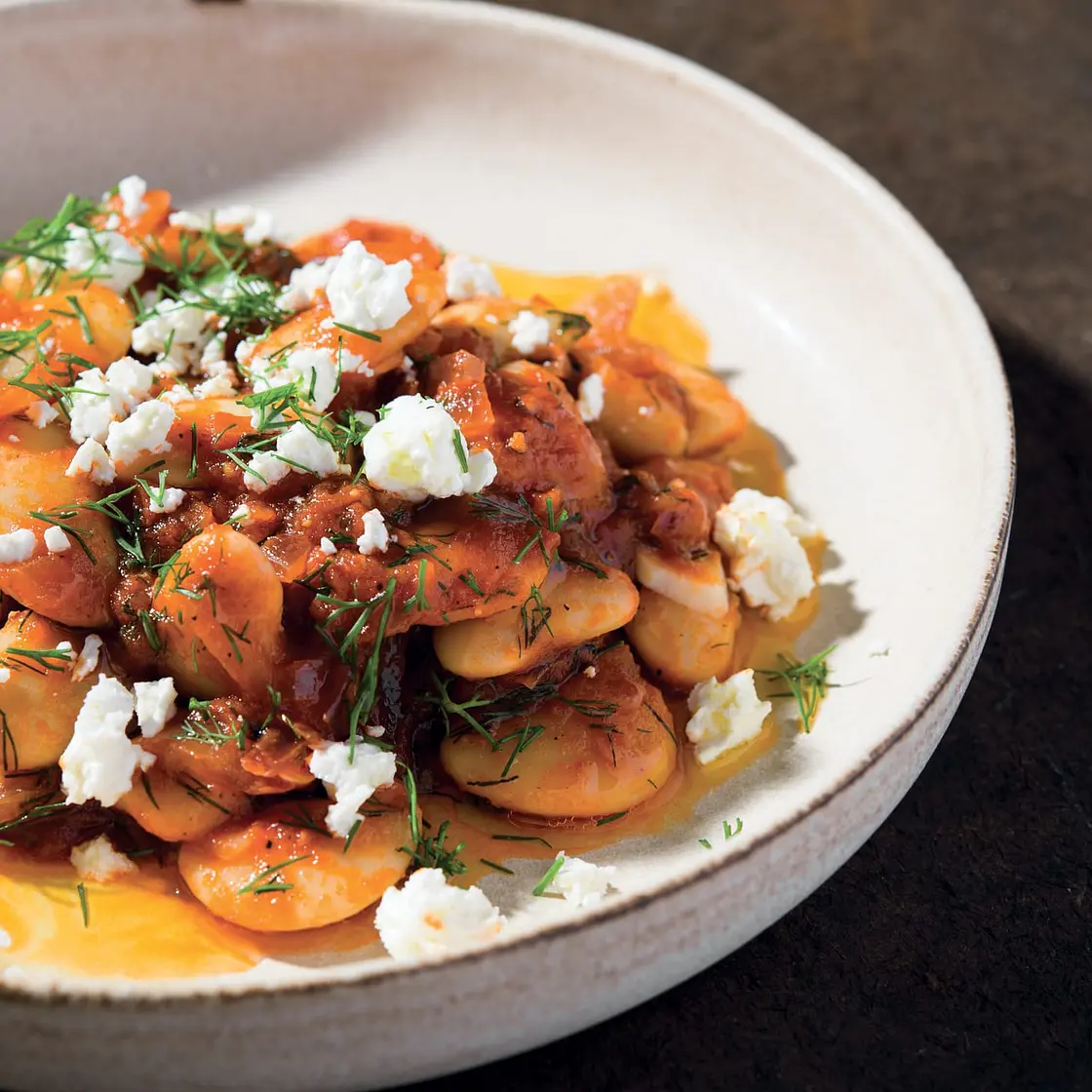 Butter Beans in Tomato Sauce with Dill and Feta
