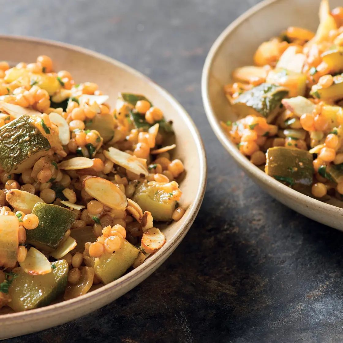 Toasted Pearl Couscous with Zucchini and Herbs