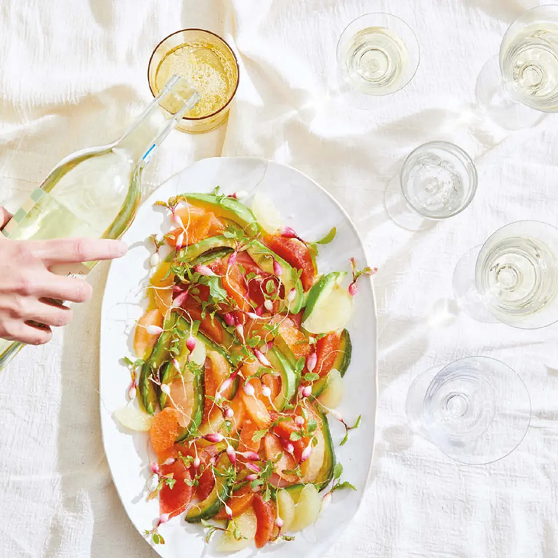 new year’s eve citrus, avocado, and little radish salad