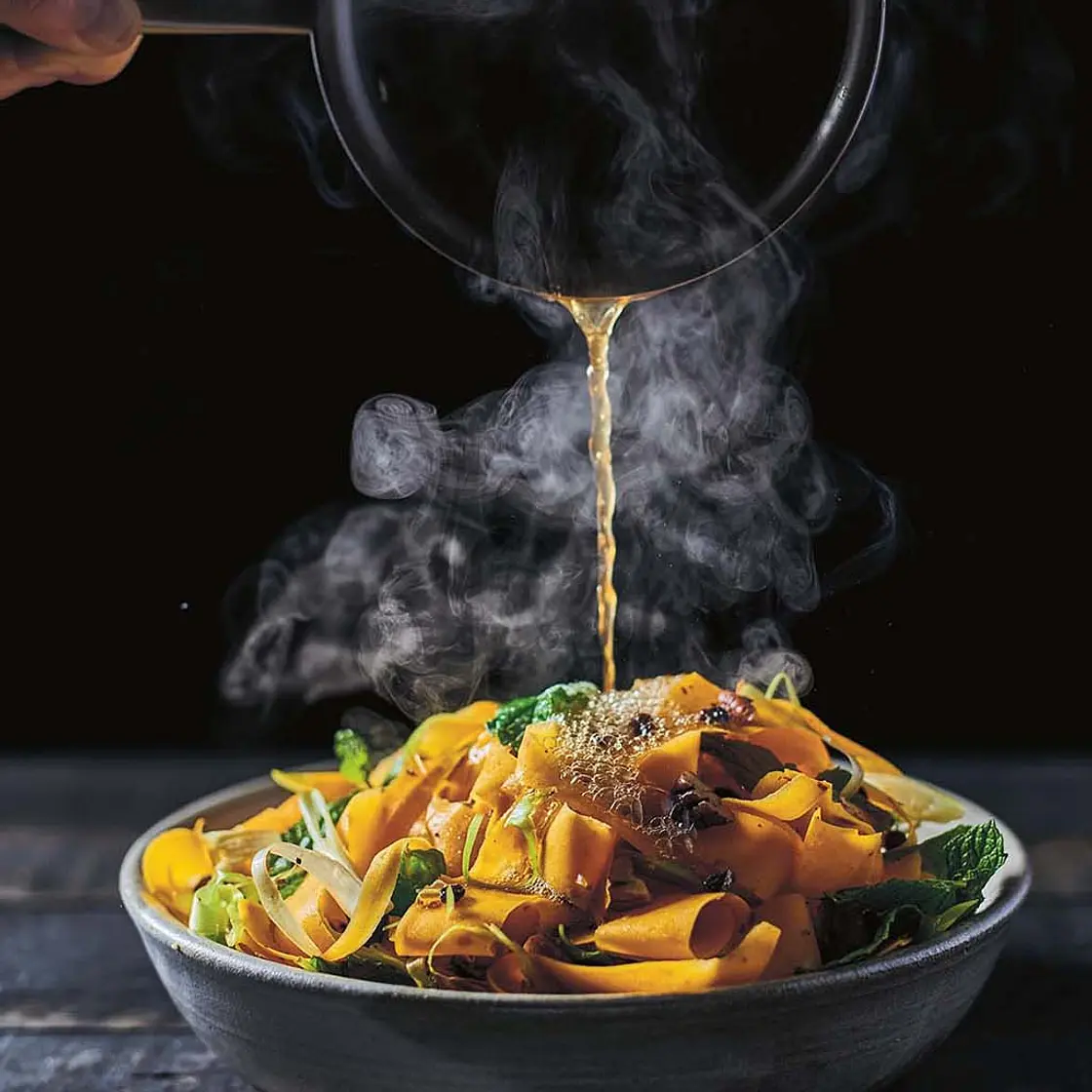 Raw Winter Squash with Brown Butter, Pecans, and Currants