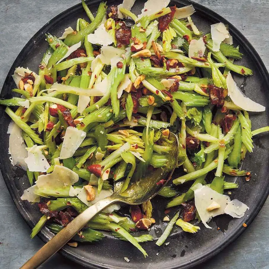 Celery Salad with Dates, Almonds, and Parmigiano