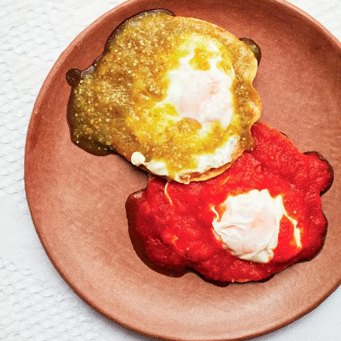 HUEVOS RANCHEROS FRIED TORTILLAS, FRIED EGGS, AND SALSA