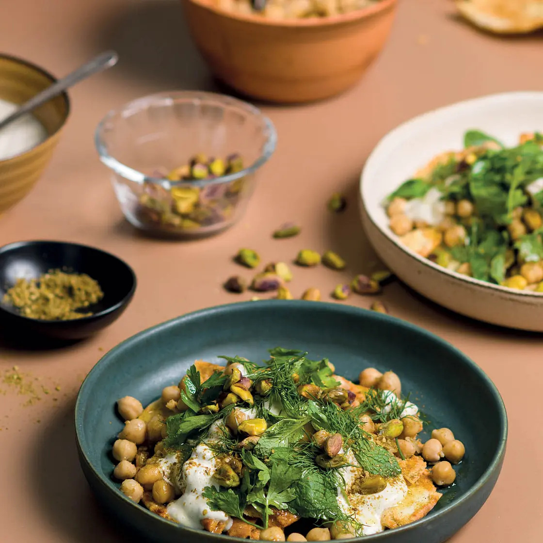 Pita, Chickpea and Herb Salad with Tahini Yogurt