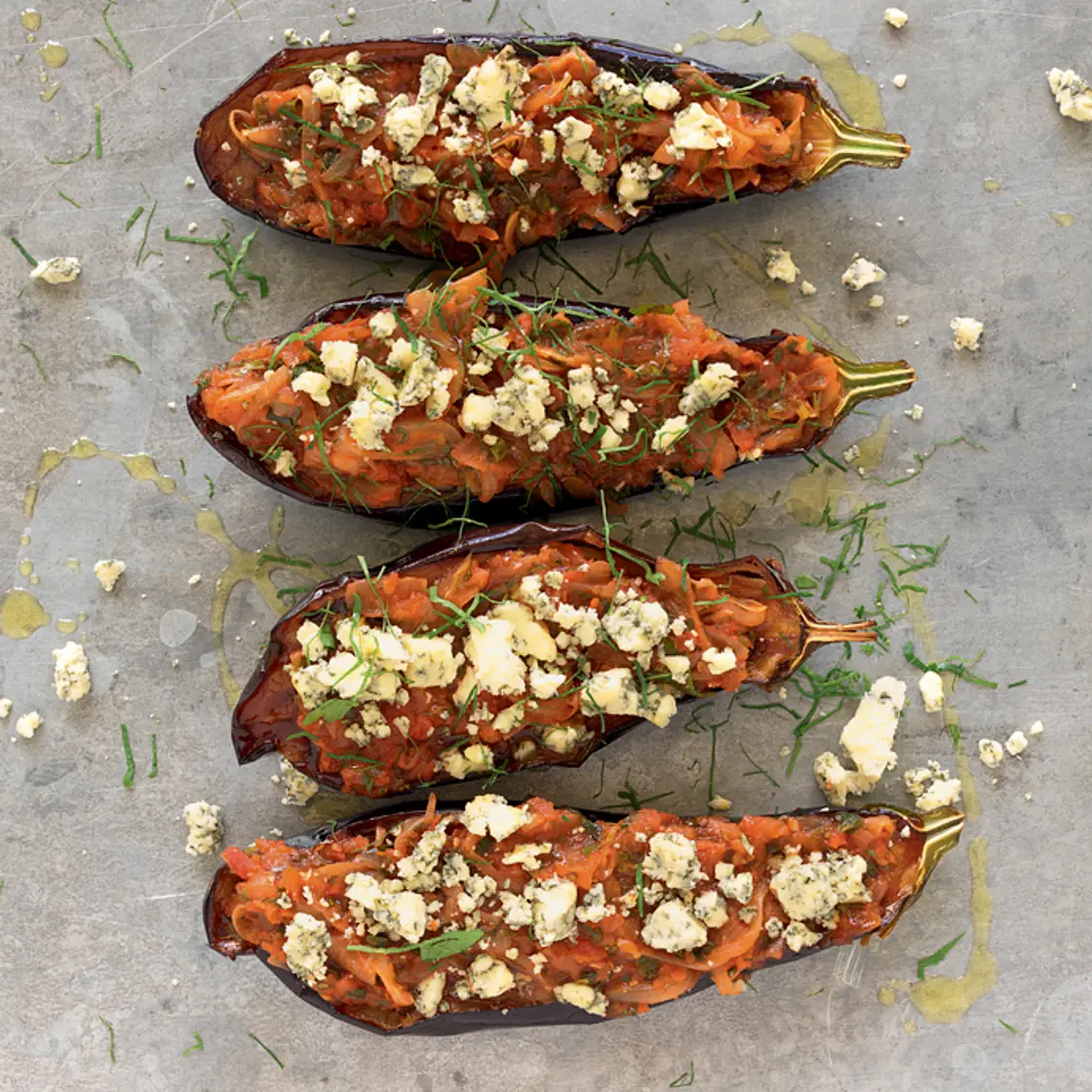 IMAM BAYILDI AUBERGINES WITH STILTON