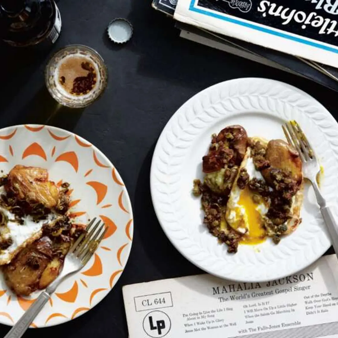 Crispy Fingerling Potatoes & Crispy Fried Eggs, Two Ways