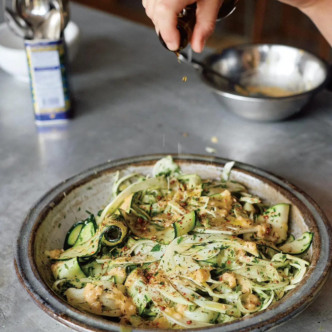 Fennel and zucchini salad with preserved lemon dressing