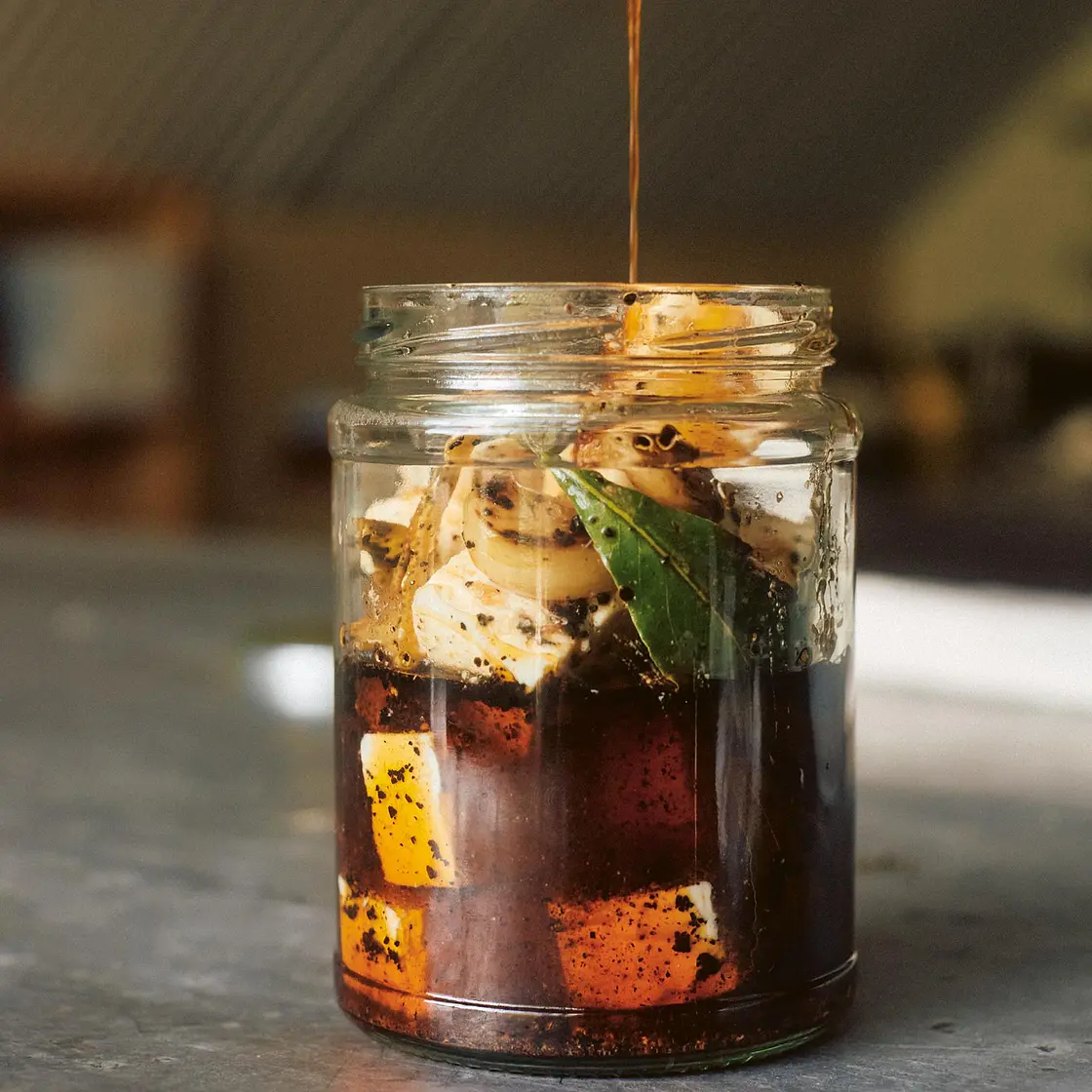 Smoky marinated feta