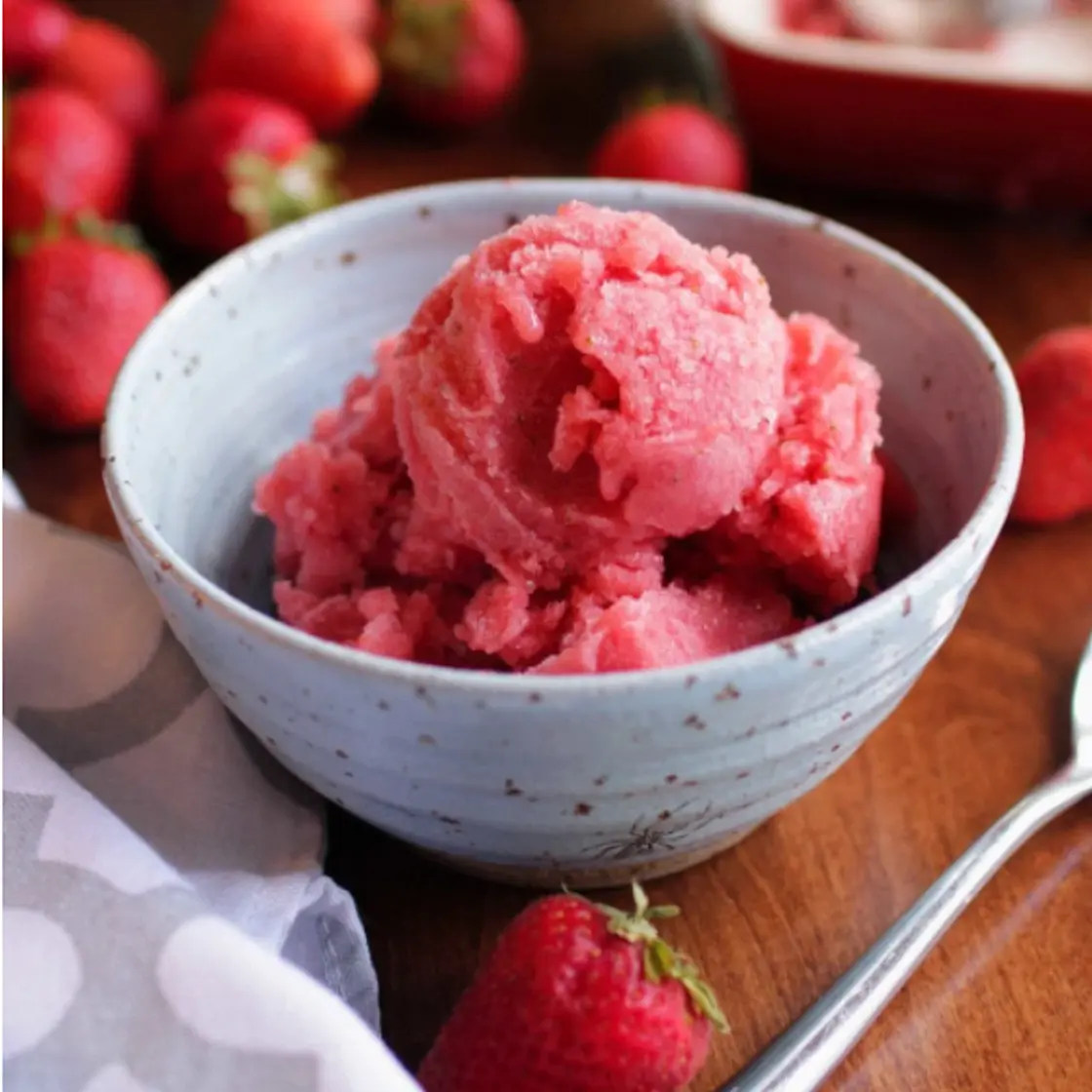 Watermelon Sorbet With Strawberries For One