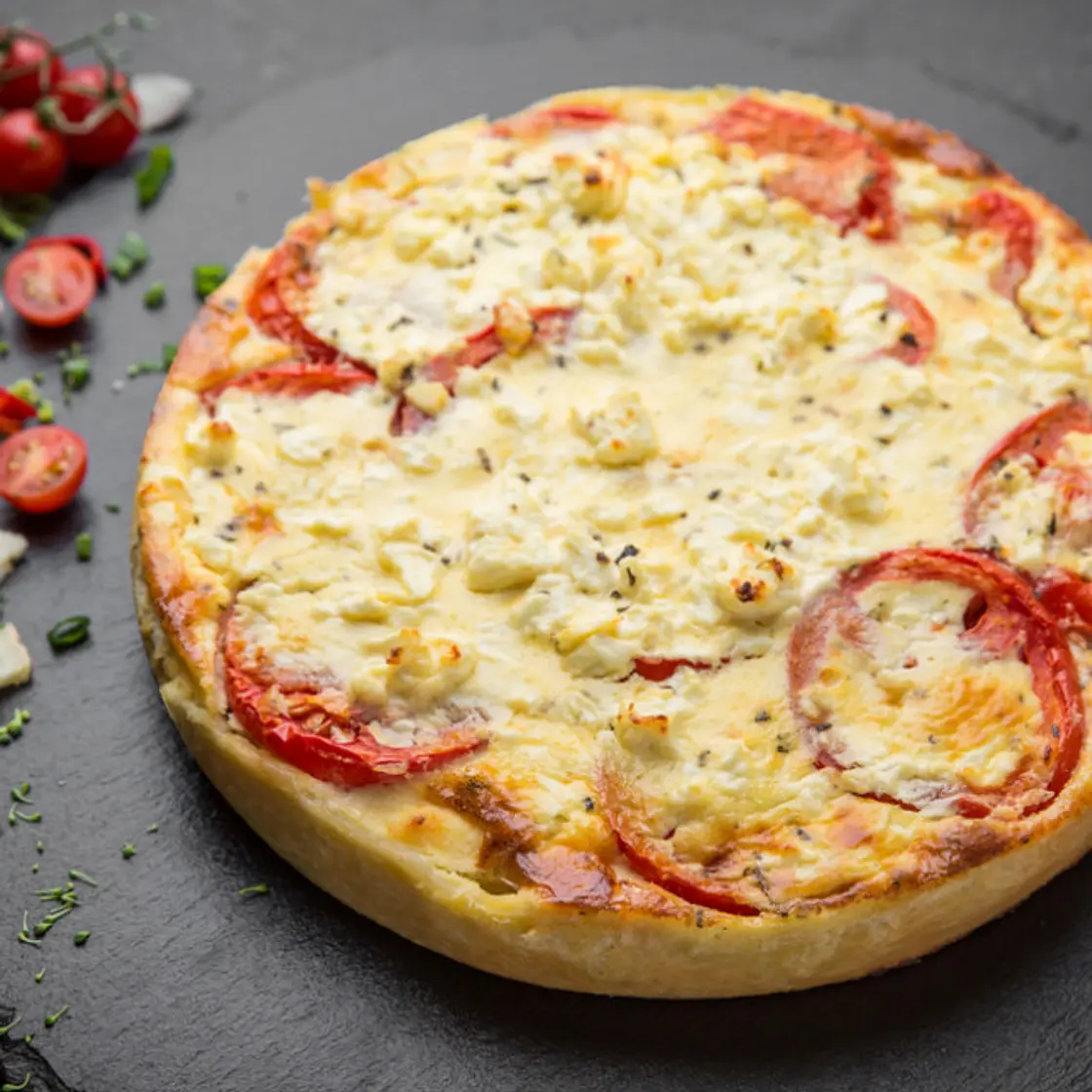 Quiche tomate, jambon, chèvre