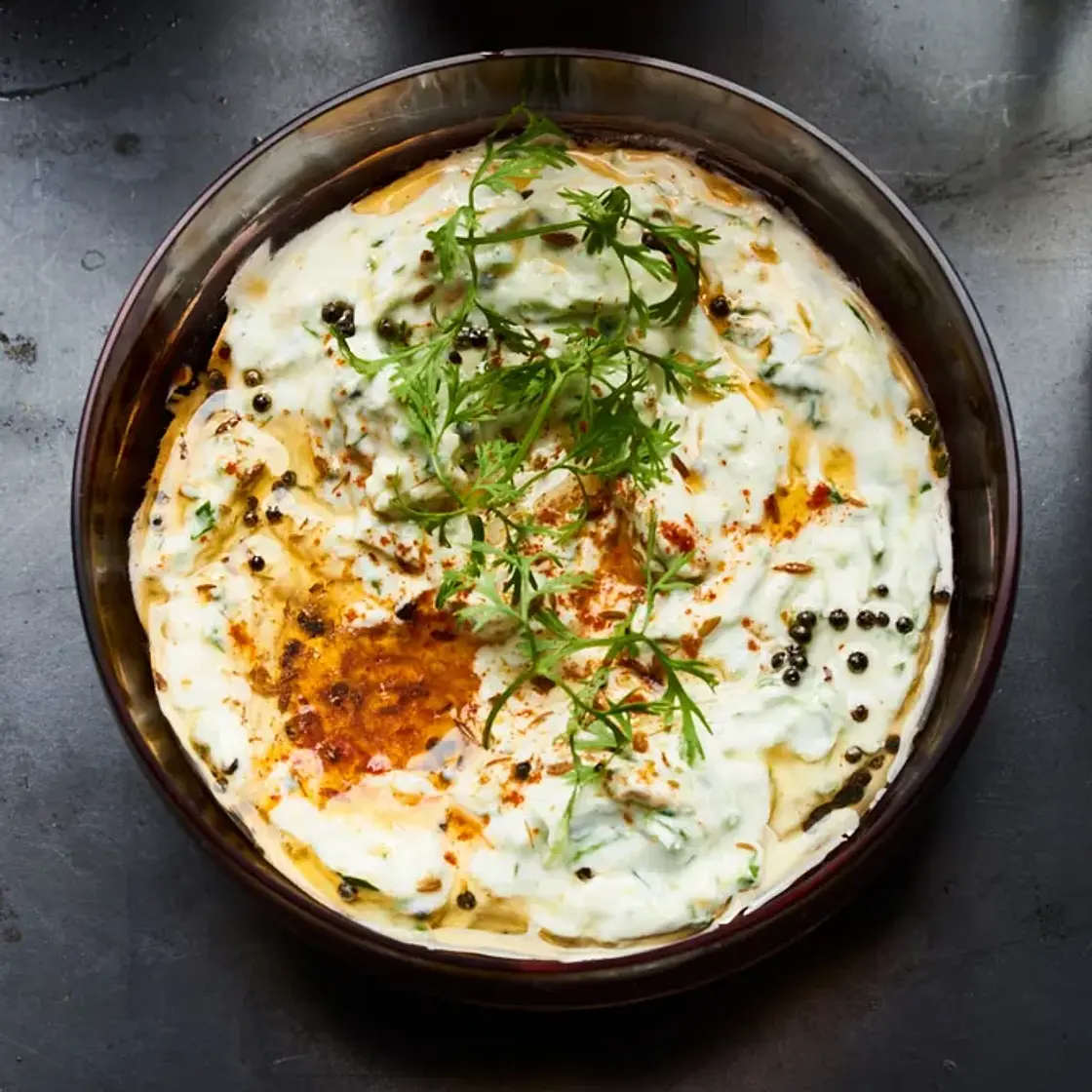 Cucumber Raita with Black Mustard and Cilantro