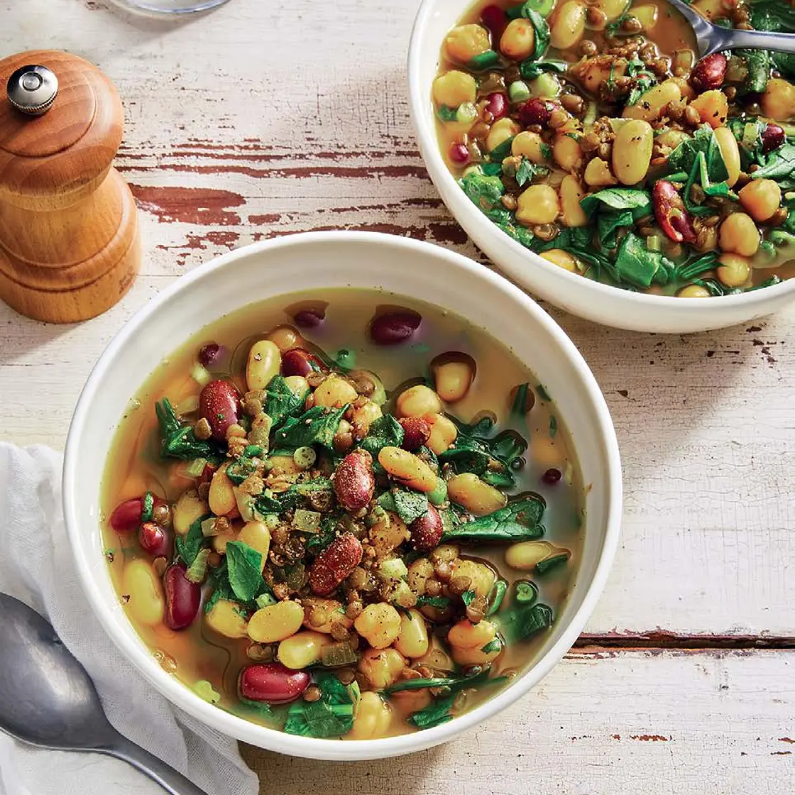 THREE-BEAN SOUP WITH TURMERIC AND LENTILS
