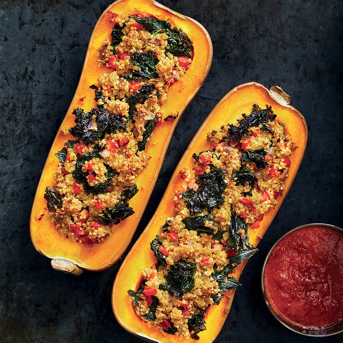 STUFFED WINTER SQUASH WITH MILLET AND KALE