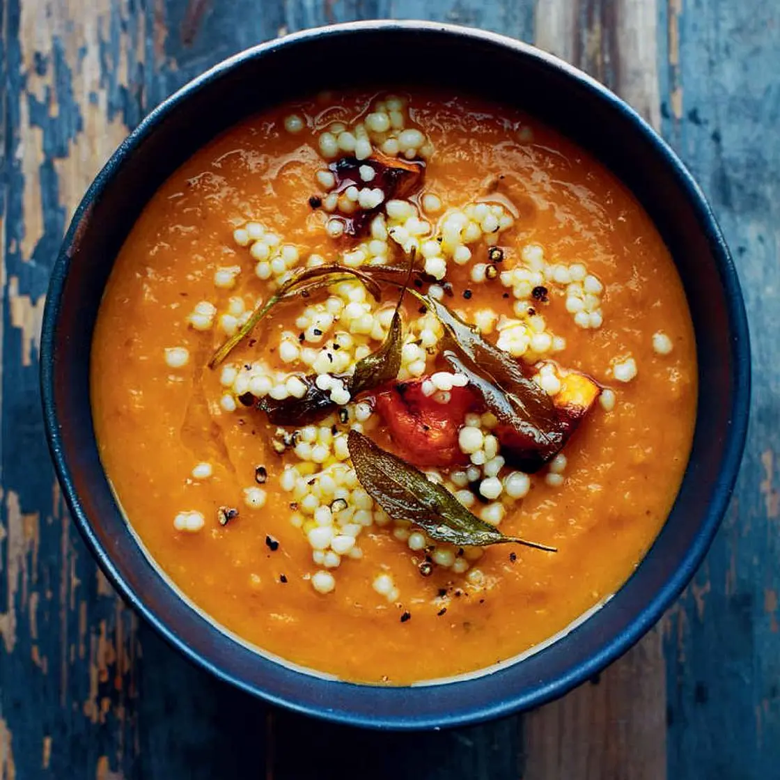 Roast pumpkin, sage and maftool soup