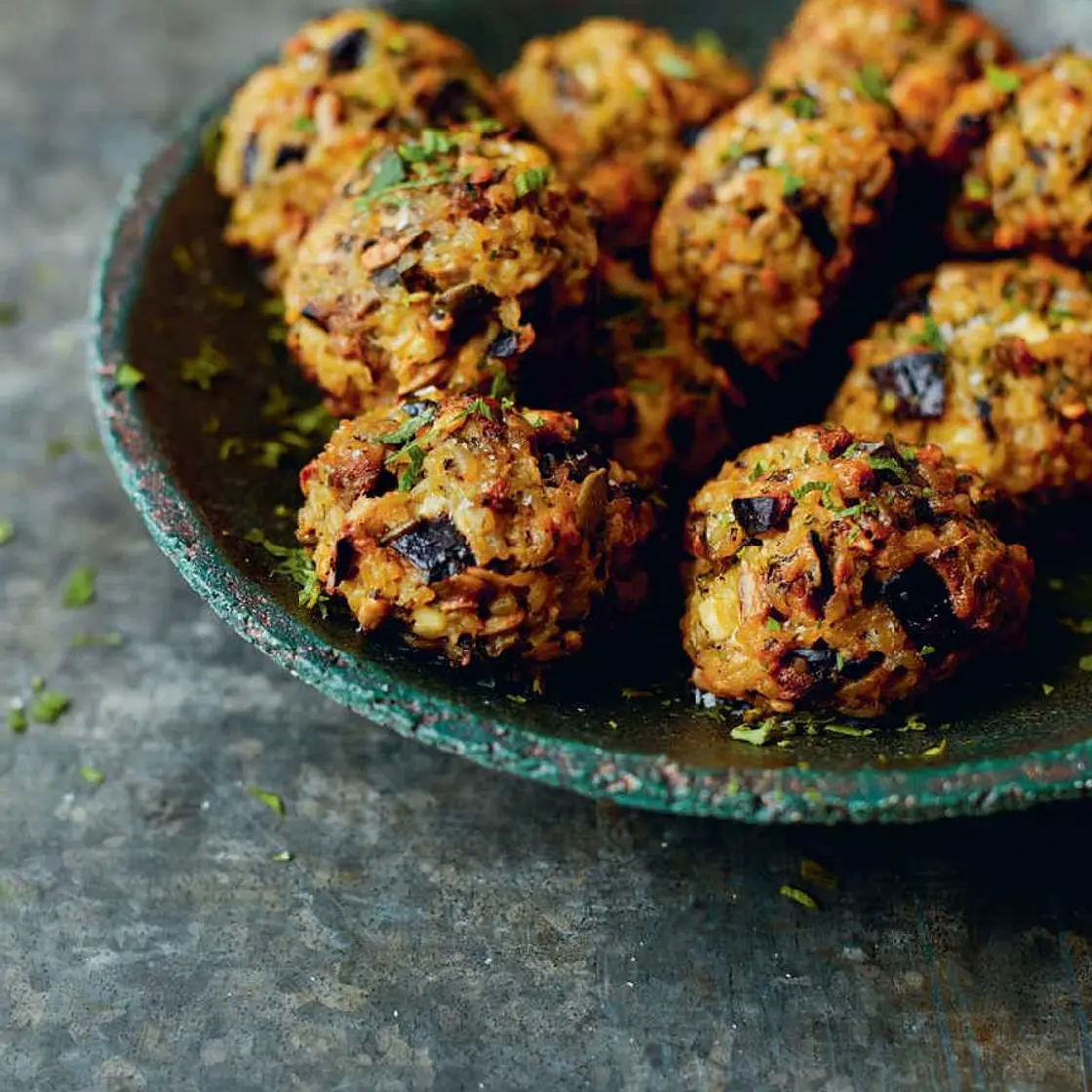 Aubergine and feta kefte
