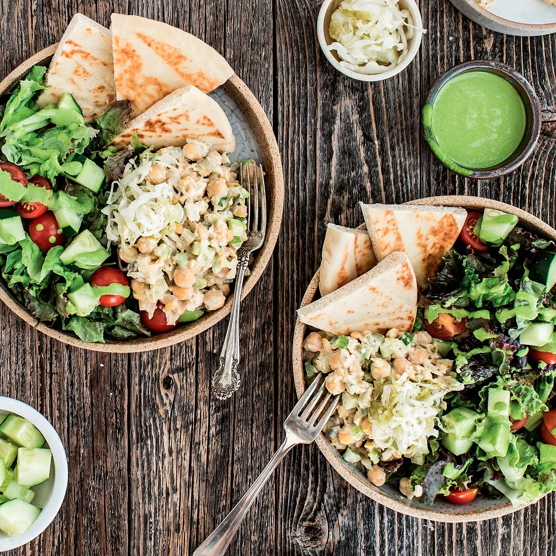 DELI BOWLS WITH SMASHED CHICKPEA SALAD