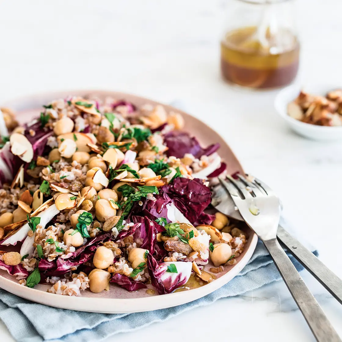 WINTER SALAD WITH BULGUR, RADICCHIO, AND TOASTED ALMONDS