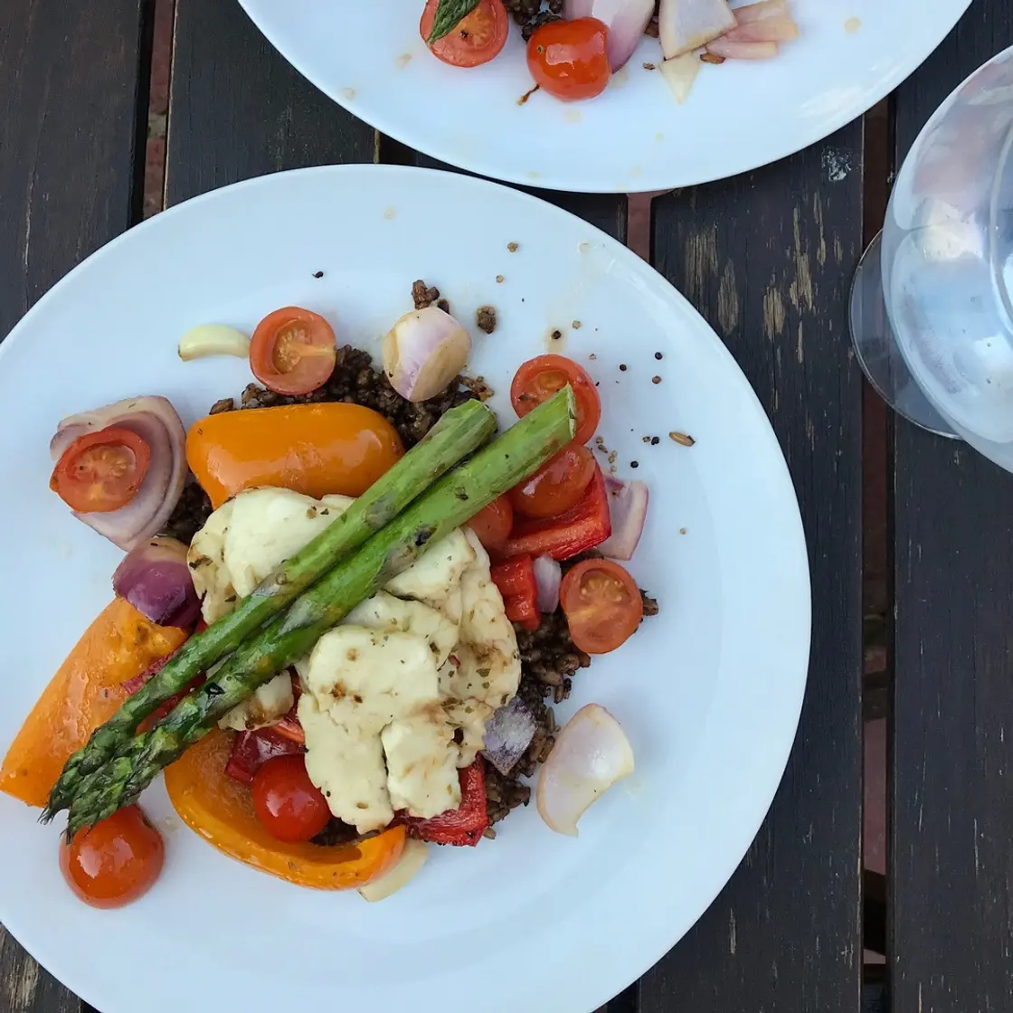 Halloumi, Pepper and Asparagus Traybake