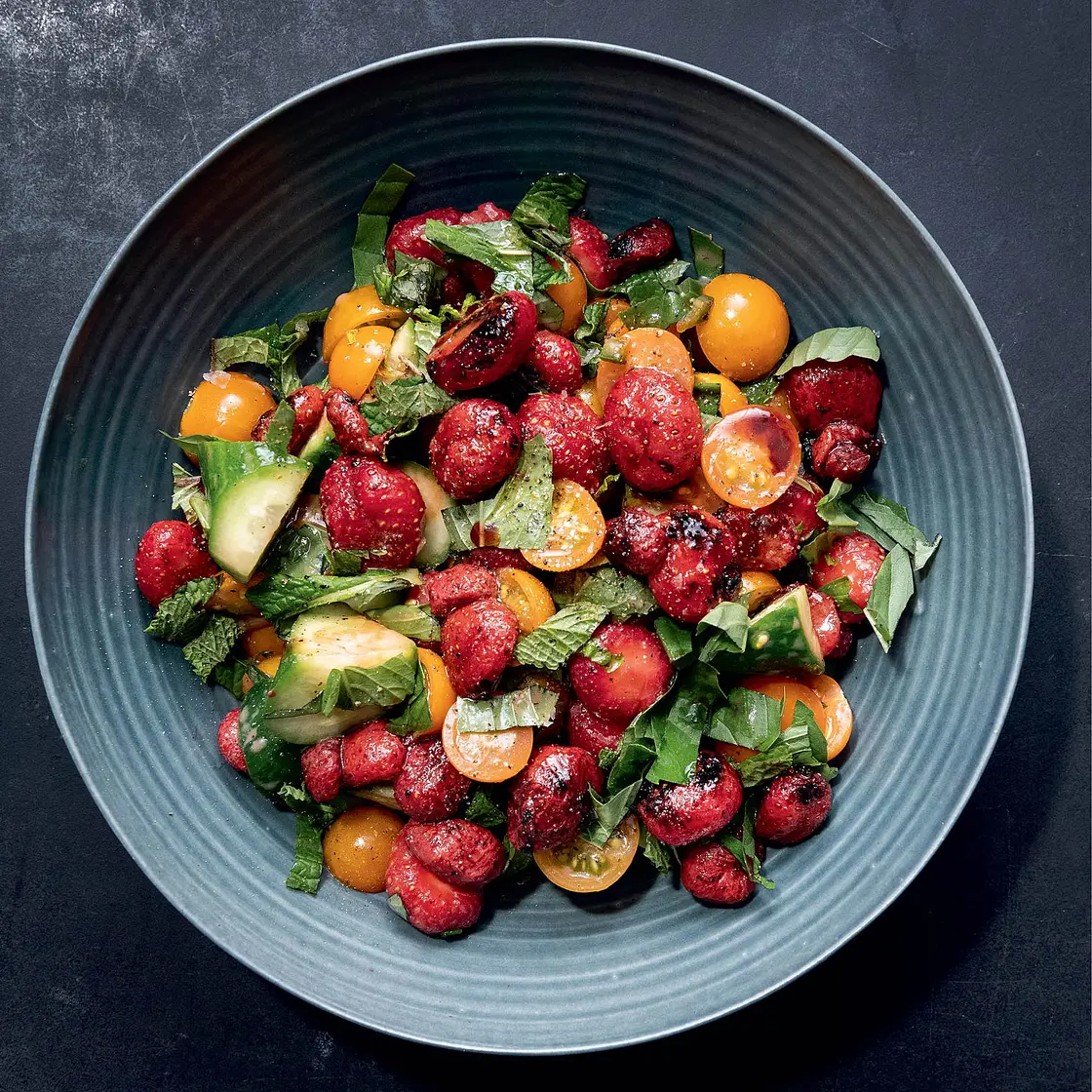 Strawberry, Arugula, and Mint Salad with Strawberry Vinaigrette