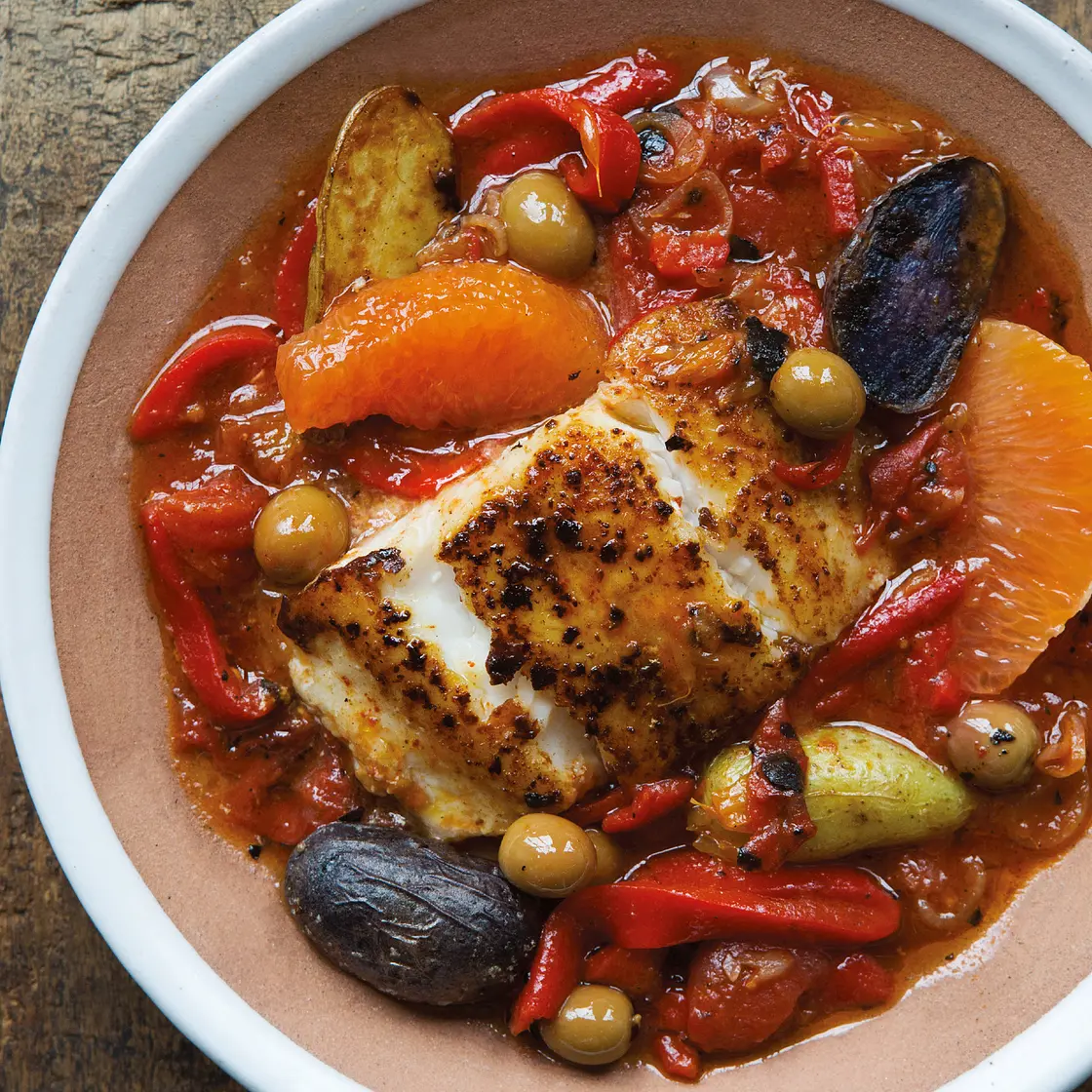 lingcod with citrus and arbequina olives