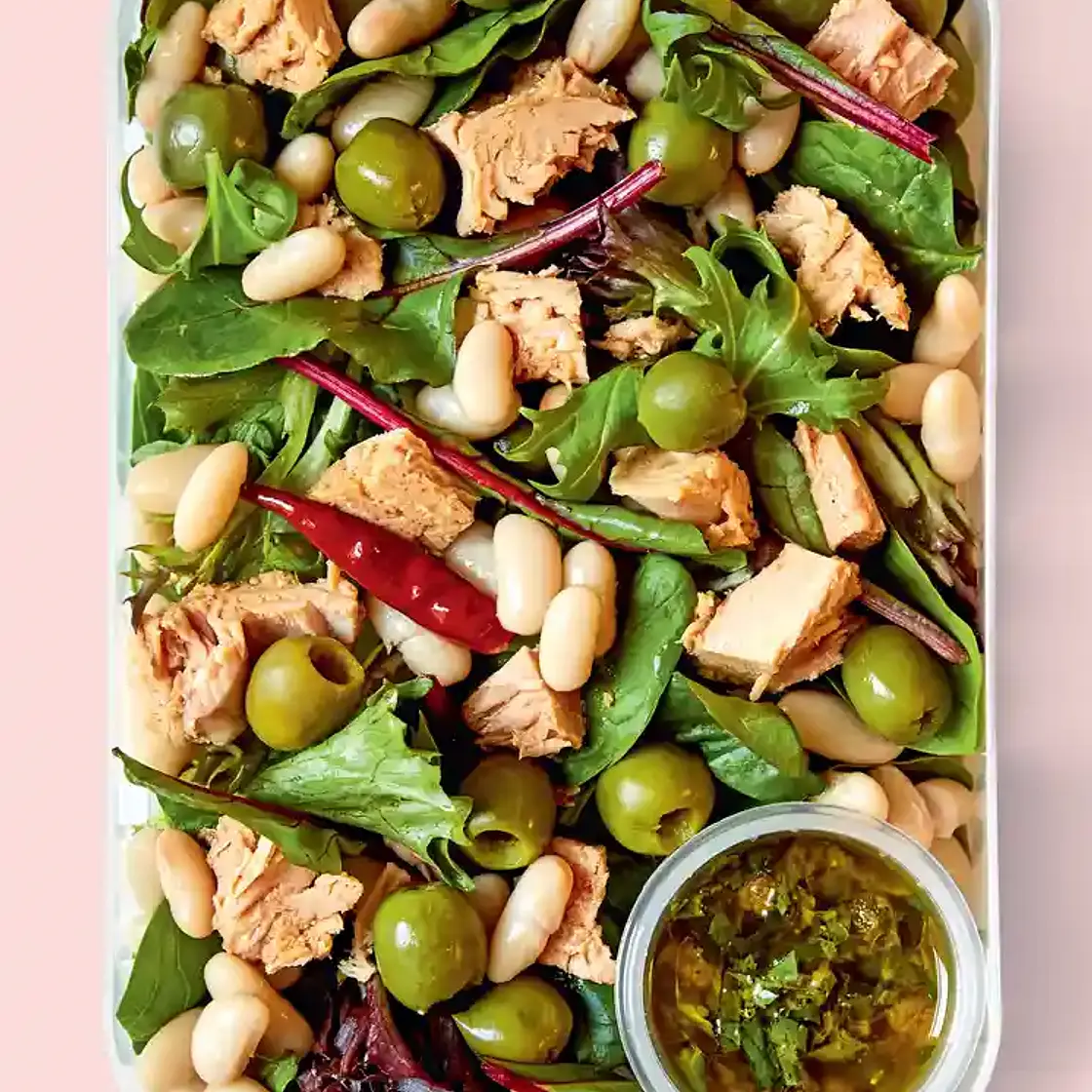 Sicilian olive, tuna and cannellini bean salad