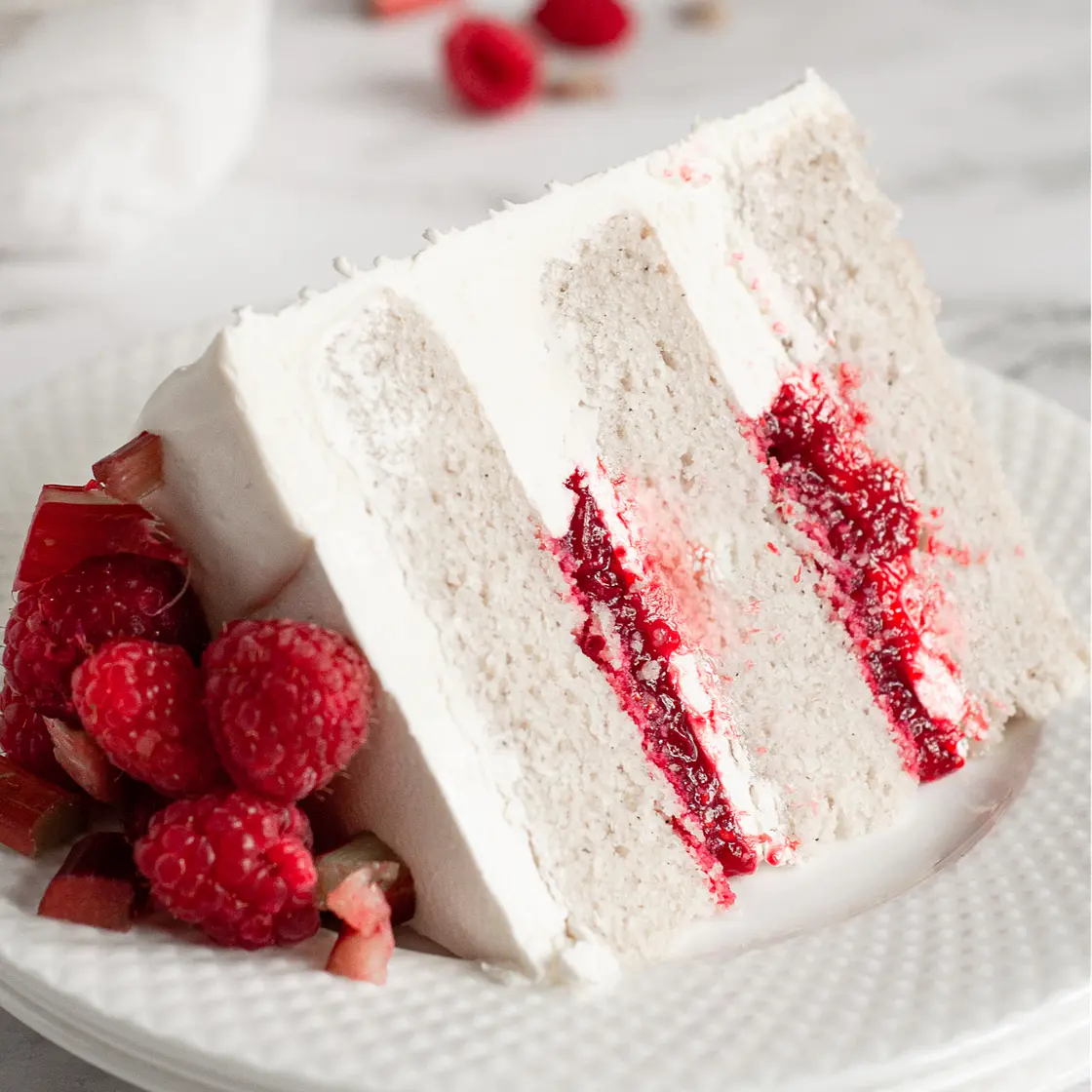 Gluten-Free Raspberry Rhubarb Cake (Dairy-Free)