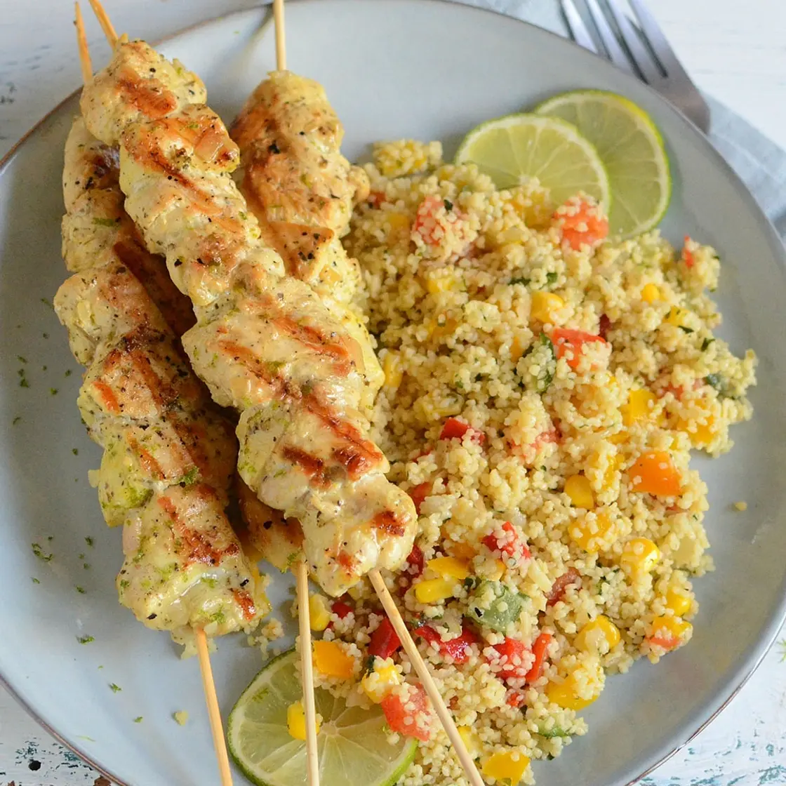Brochettes de poulet mariné au citron