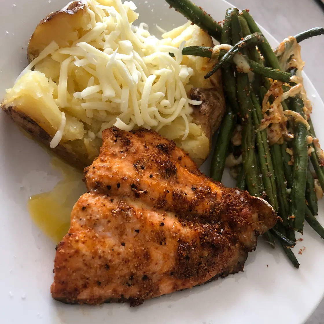 Air-Fryer Salmon & Parmesan Green Beans