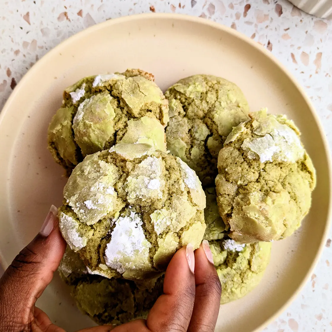 Matcha crinkle cookies