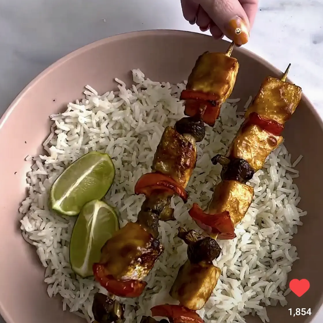 Sticky Salmon Teriyaki Skewers & Coconut Rice