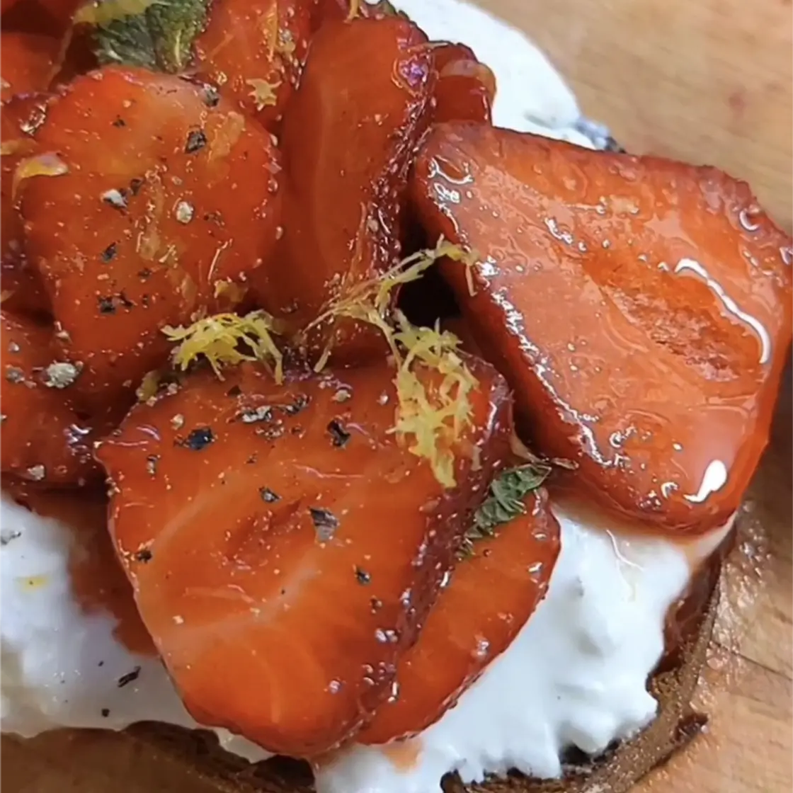 Whipped Feta & Strawberries on Toast
