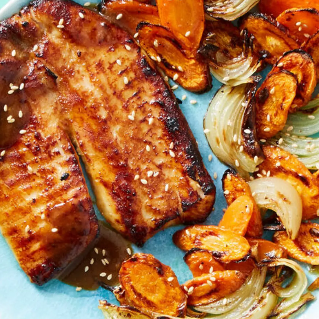 Miso-Honey Glazed Tilapia & Sesame Carrots