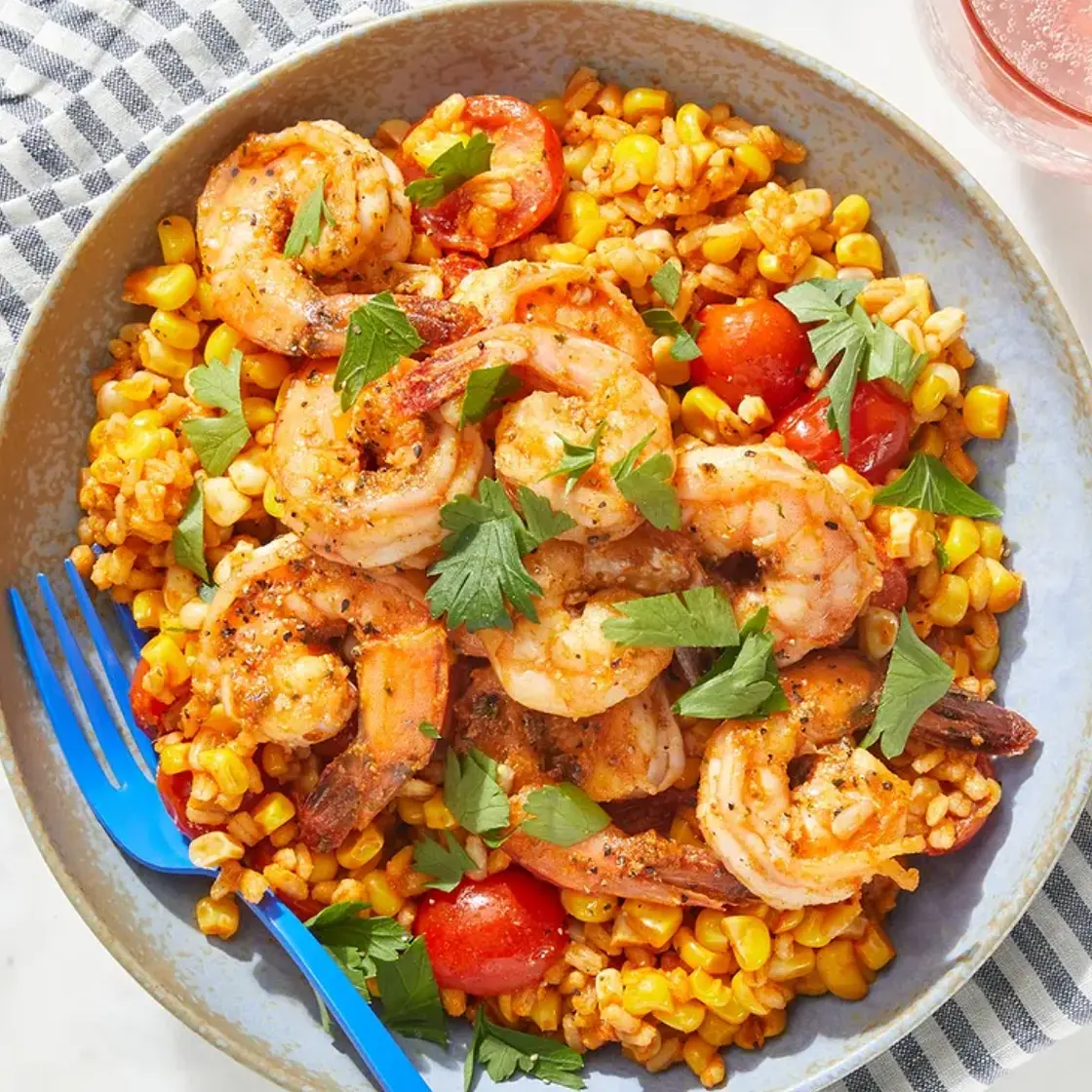Garlic Shrimp & Romesco Barley