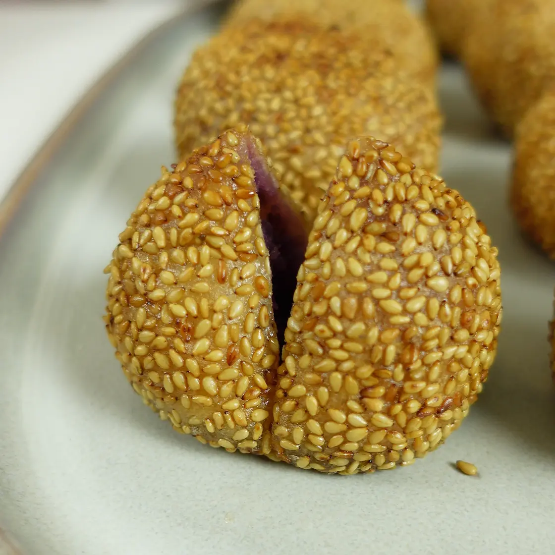 Fried Ube Sticky Rice Balls (Buchi)