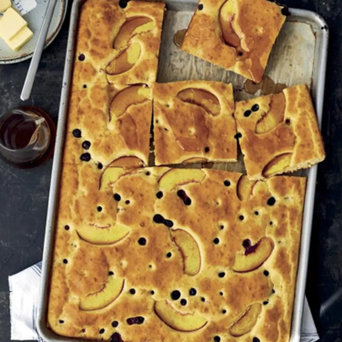 Blueberry-Peach Sheet Pancake