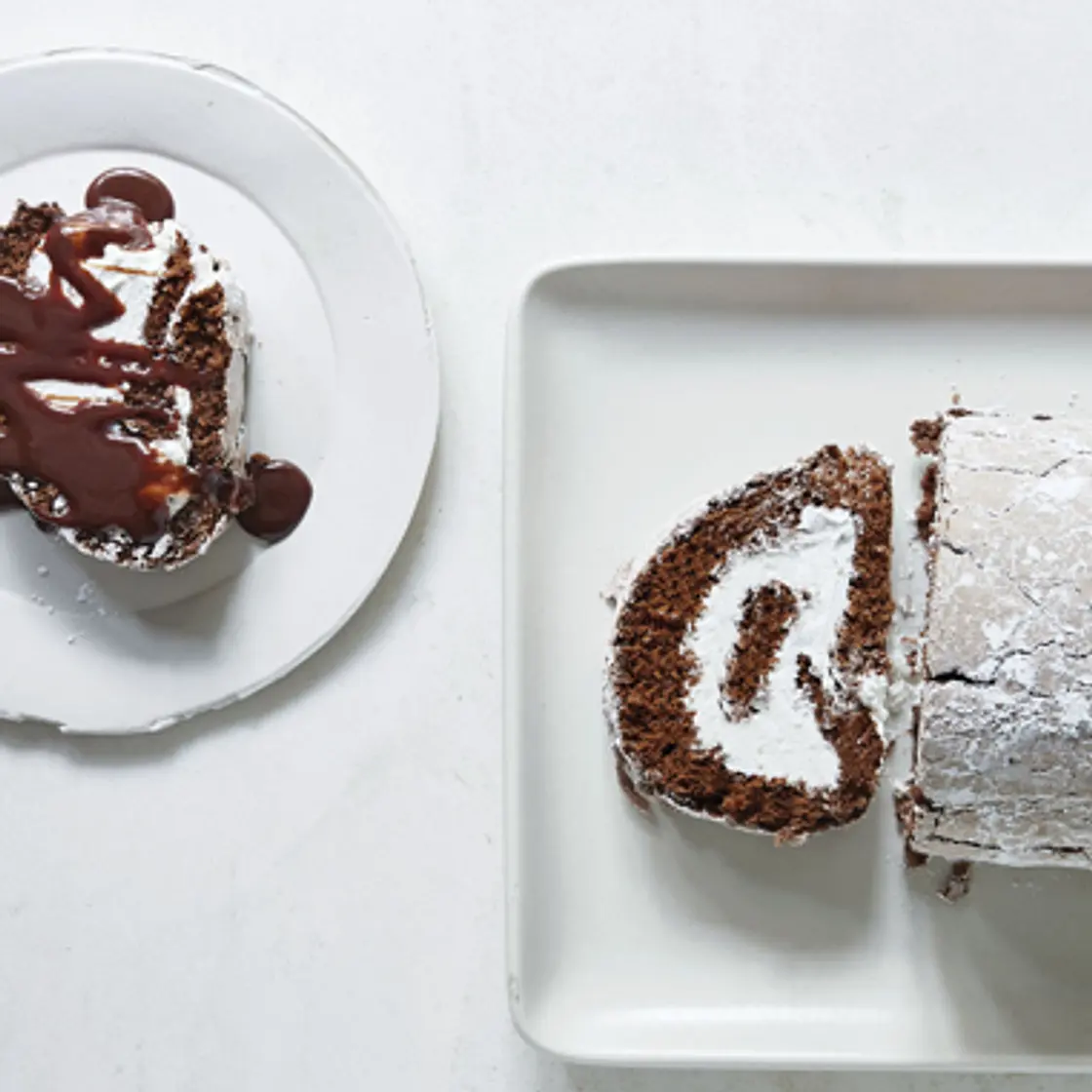 Bevie's Chocolate Roll with Hot Fudge Sauce