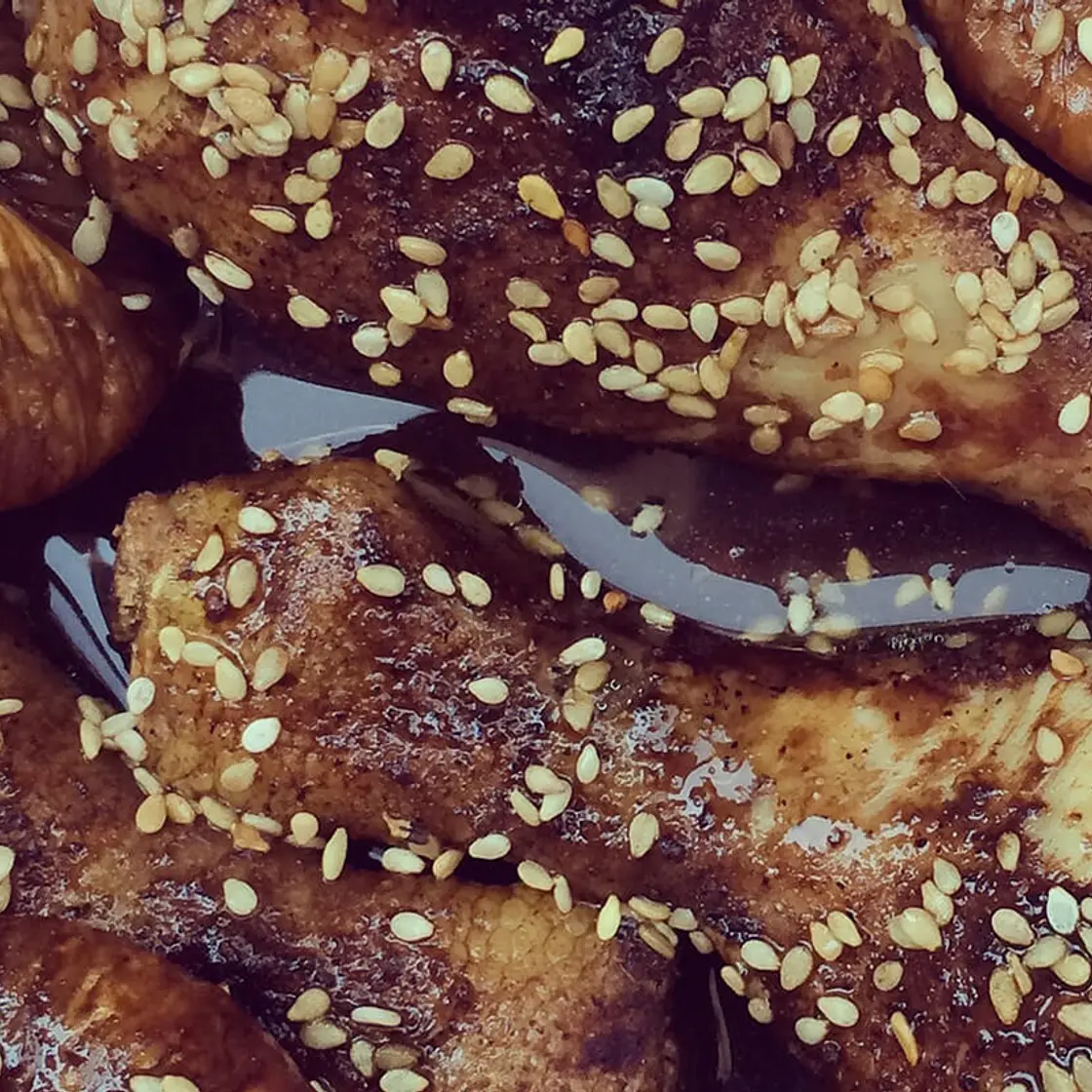 Cuisse de poulet miel et sésame