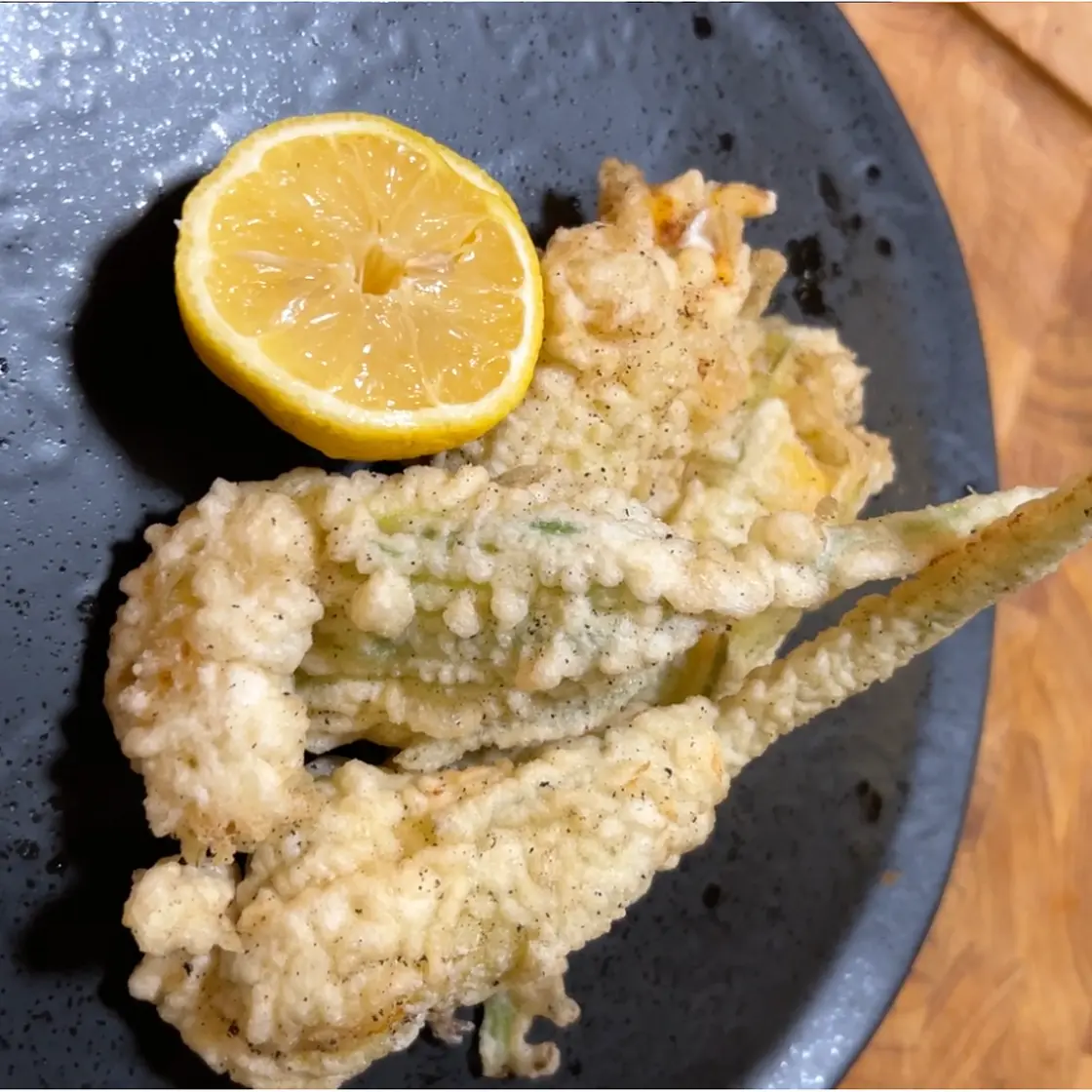 Fried Squash Blossoms with Calabrian Chili Aioli