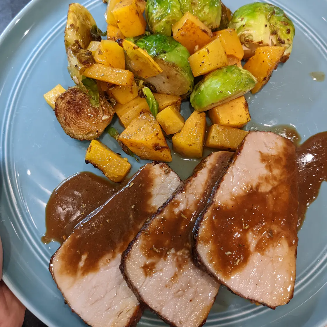 Balsamic Pork Tenderloin in Oven with Fall Veggies