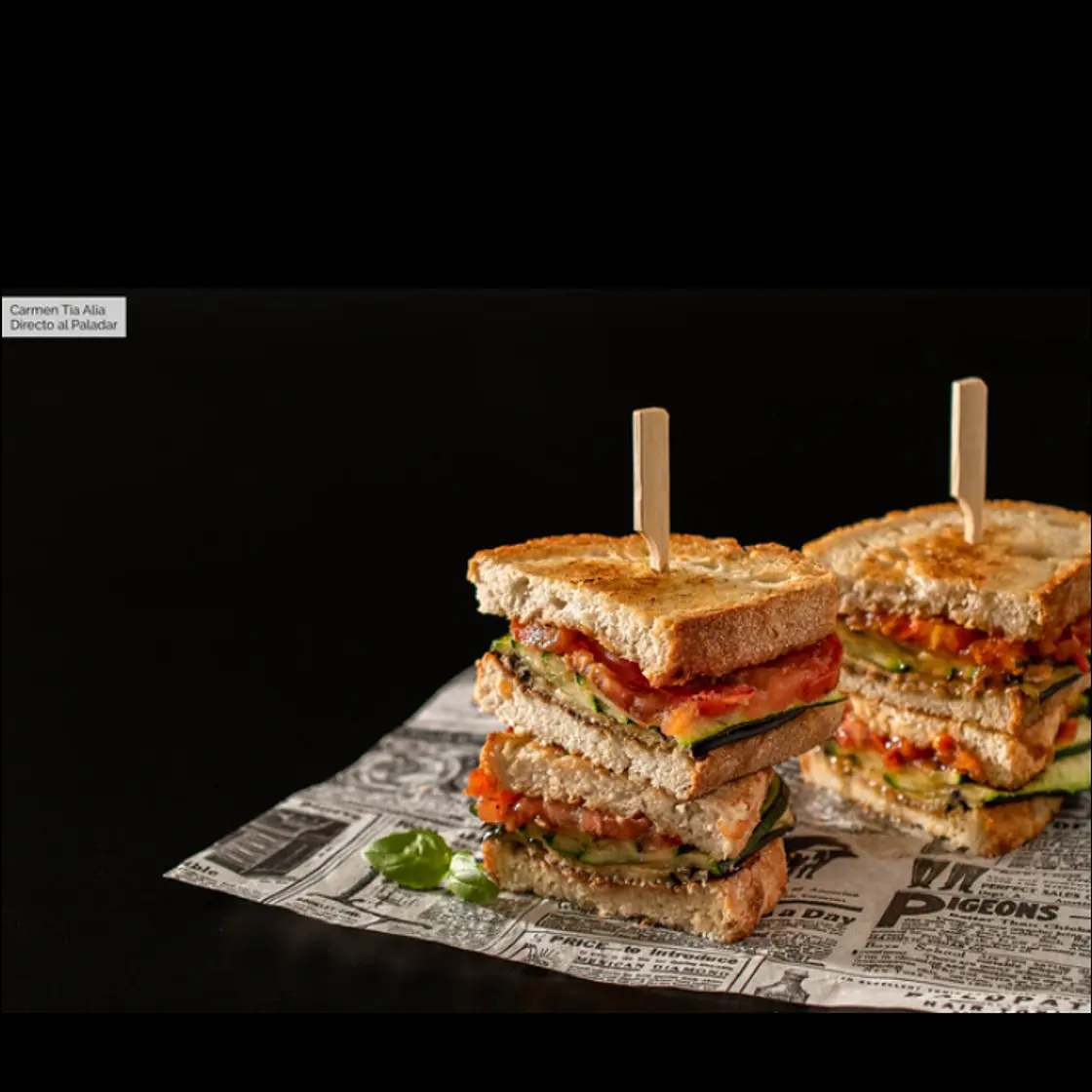 Sandwich de verduras a la parrilla con paté