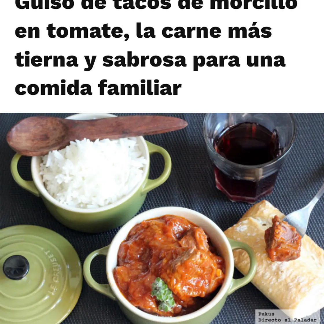 Guiso de tacos de morcillo en tomate