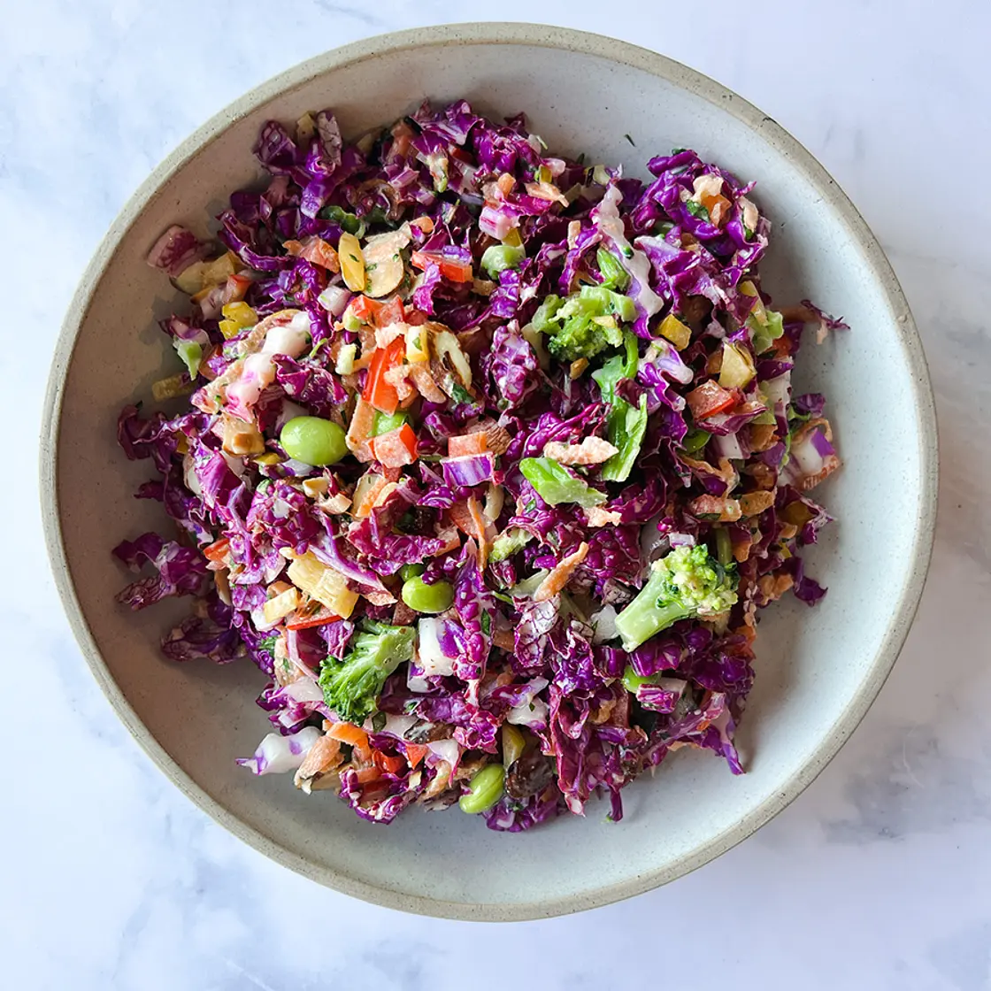 Crunchy Rainbow Slaw with Maple Mustard Dressing