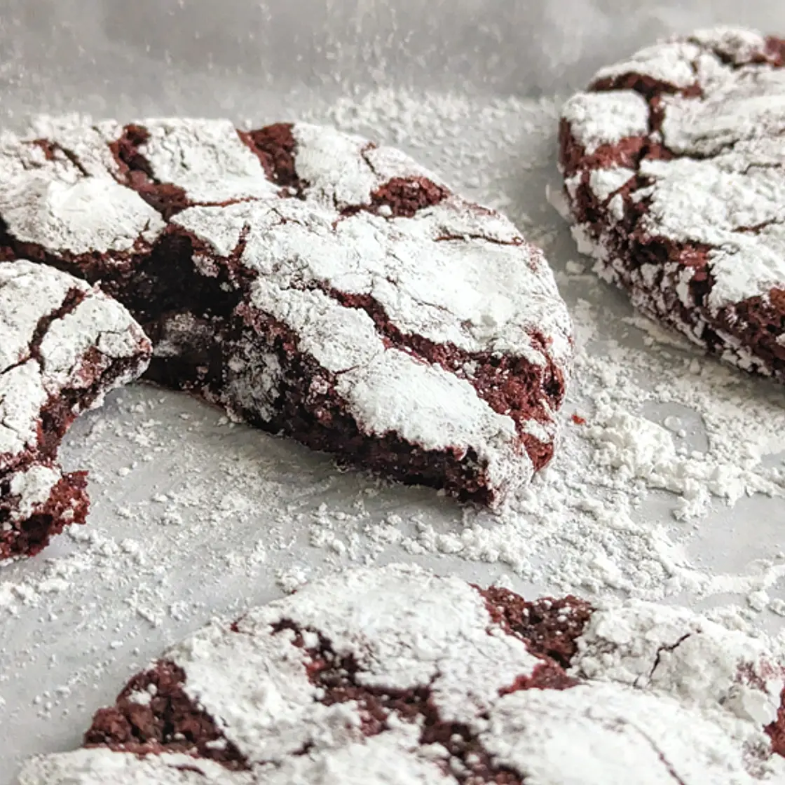 Red Velvet Crinkle Cookies