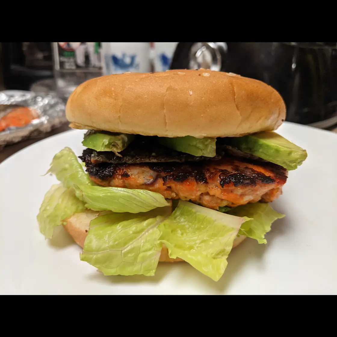 Salmon Burgers with Avocado Garlic Sauce